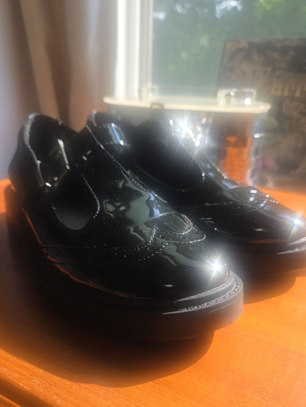 ASOS DESIGN Maisie chunky mary-jane flat shoes in black patent